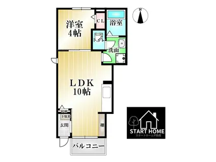 クラール南矢三C(1LDK/1階)の間取り写真