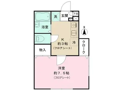 PICCOLO TRENO(1K/1階)の間取り写真