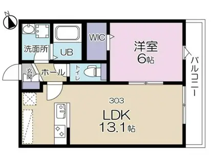 ルフレ本牧(1LDK/3階)の間取り写真