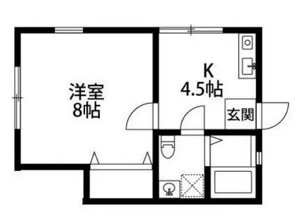 DOME-TAMA P棟(1DK/1階)の間取り写真