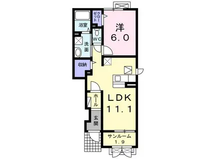 サン・ヤスダIIIB(1LDK/1階)の間取り写真