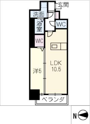 MAXIV名古屋上前津(1LDK/9階)の間取り写真