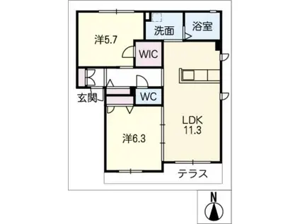 シャーメゾンK1(2LDK/1階)の間取り写真