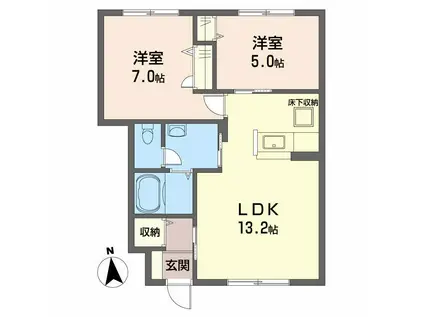 シャーメゾンディアス川内 A棟(2LDK/1階)の間取り写真