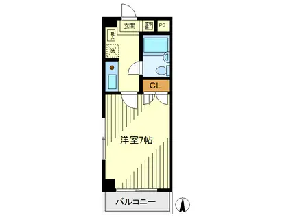 パールすぎた(1K/2階)の間取り写真