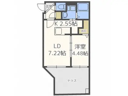 ル・コリドール平岸(1LDK/1階)の間取り写真