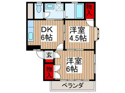 フロ―ラハイツ(2DK/2階)の間取り写真