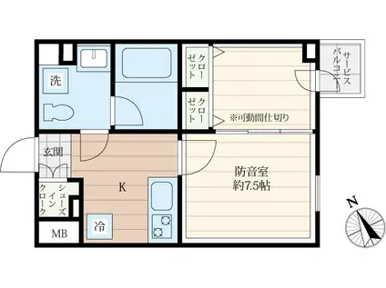 クリオ ラモード新江古田サウンドテラス(1K/3階)の間取り写真