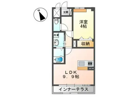 ウエストクリークII(1LDK/1階)の間取り写真