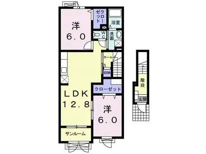 ブリアントビュ- A(2LDK/2階)の間取り写真