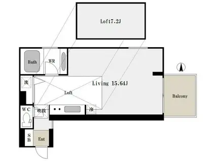 ゼクウナンバニシ(1LDK/3階)の間取り写真