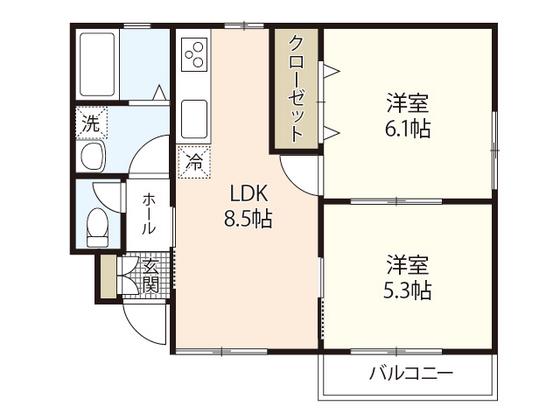 マノワール堀越(2LDK/1階)の間取り写真
