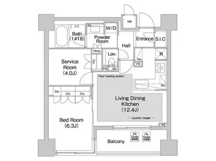 コンフォリア赤坂(1SLDK/7階)の間取り写真