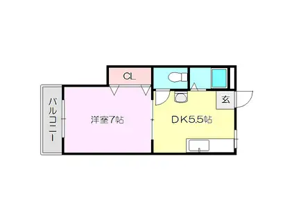 サンハイツ(1DK/2階)の間取り写真