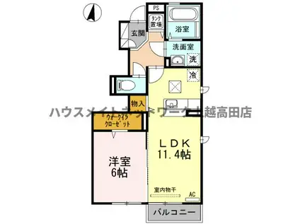 アネシス船見(1LDK/1階)の間取り写真