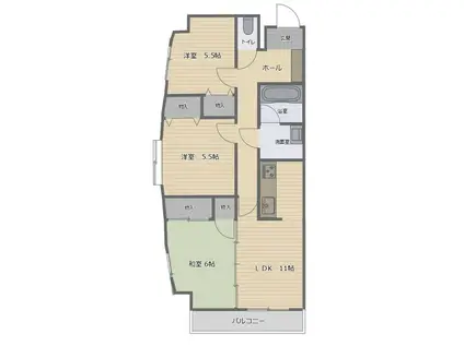 小松日の出ビル(3LDK/5階)の間取り写真