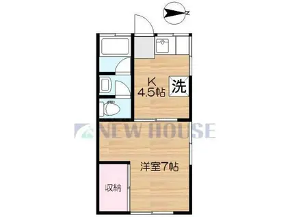 最上アパート(1K/1階)の間取り写真