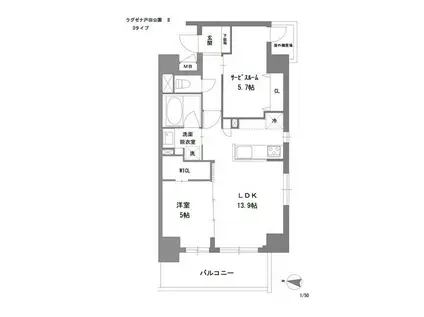 ラグゼナ戸田公園II(1SLDK/8階)の間取り写真