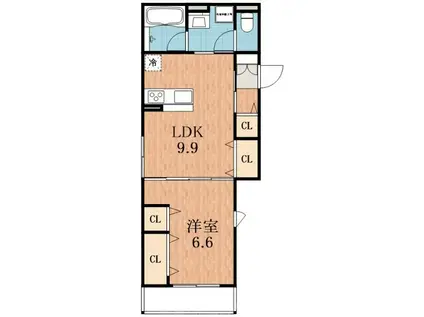 エスト・ヴィヴァーチャ(1LDK/2階)の間取り写真