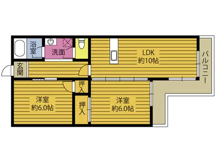 グランドハイツ牧(2LDK/1階)の間取り写真