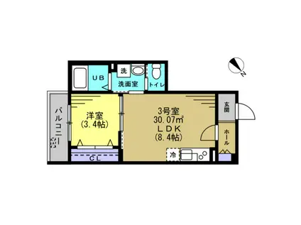 KS RESIDENCE(1LDK/3階)の間取り写真