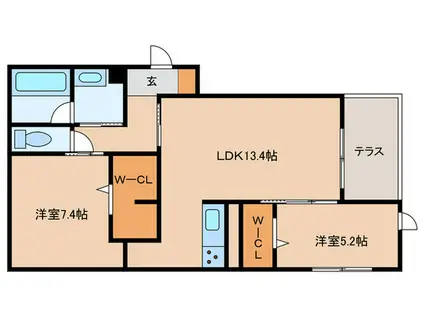 カーサ・セレナ(2LDK/1階)の間取り写真
