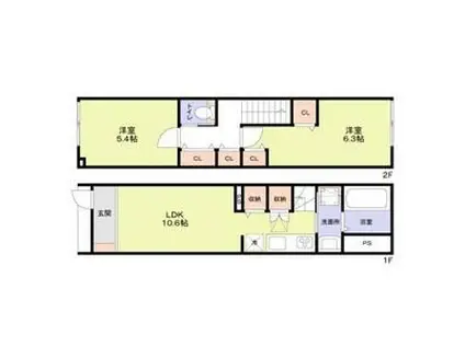 テラスハウス井荻(2LDK/1階)の間取り写真