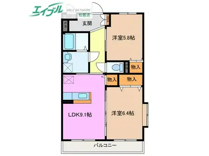 PRIMAVERA(2LDK/1階)の間取り写真