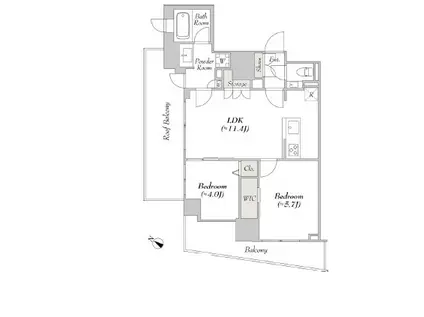 ルミーク北品川(2LDK/8階)の間取り写真