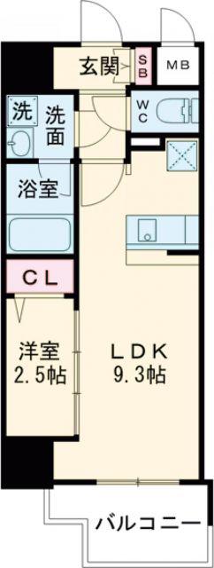 グランフォーレ久留米駅プレミア(1LDK/13階)の間取り写真