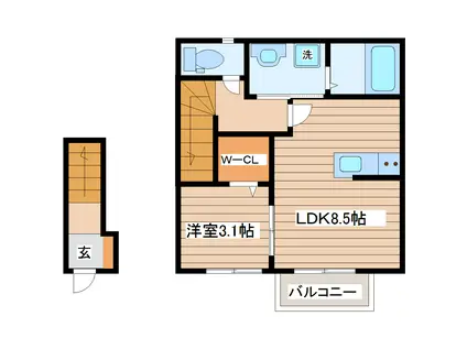 エクシリア原町I(1LDK/2階)の間取り写真