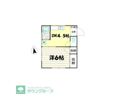 三協ビル(1DK/4階)の間取り写真