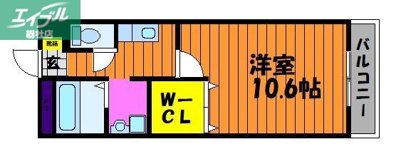 エヴァーワン玉島(1K/1階)の間取り写真