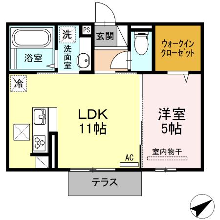 ムーンラヴァース(1LDK/1階)の間取り写真
