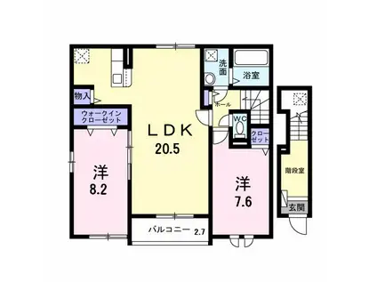 ファミーユかえで(2LDK/2階)の間取り写真