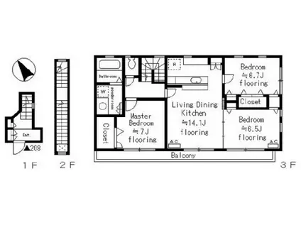 リヴェール武蔵小山(3LDK/3階)の間取り写真