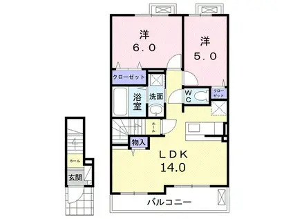 マ・メゾン三島(2LDK/2階)の間取り写真