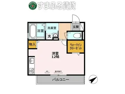 CHIARA(ワンルーム/2階)の間取り写真