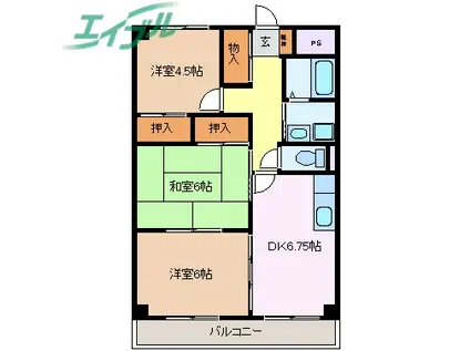 プレアールときわ(3DK/4階)の間取り写真