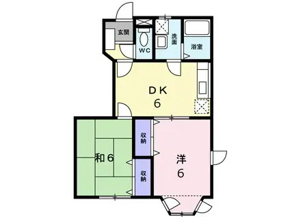 モント・ディダンスA(2DK/1階)の間取り写真