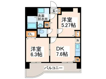 BRILLANTE PIAZZA(2DK/7階)の間取り写真