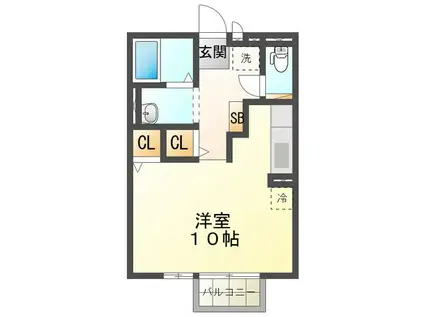 アトリオクレール(ワンルーム/1階)の間取り写真