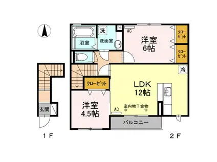 ＪＲ東海道本線 西焼津駅 徒歩35分 2階建 築10年(2LDK/2階)の間取り写真