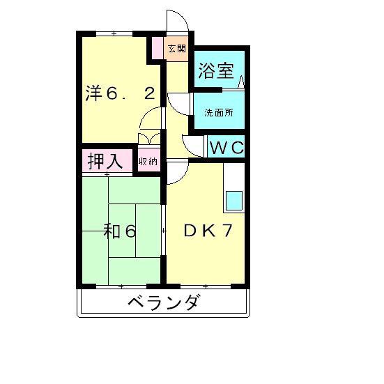 グランディール中野(2DK/1階)の間取り写真