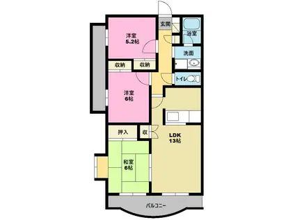 ヴェルドミール五和(3LDK/3階)の間取り写真