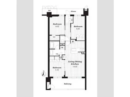 サンメゾン千種公園東(3LDK/6階)の間取り写真
