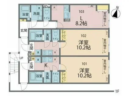 カインドネス町田Ⅳ(1K/1階)の間取り写真