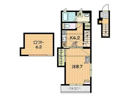 ダグラスファー(1K/2階)の間取り写真