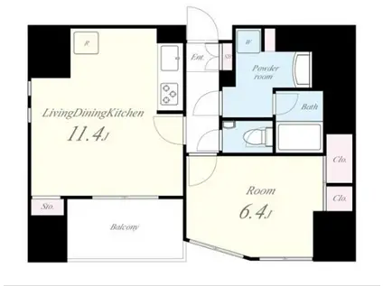 テアトル神南(1LDK/2階)の間取り写真