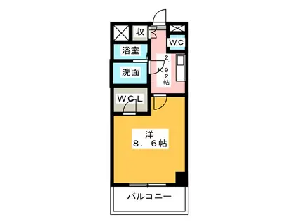 GRAND PA RISE ウエスト(1K/3階)の間取り写真